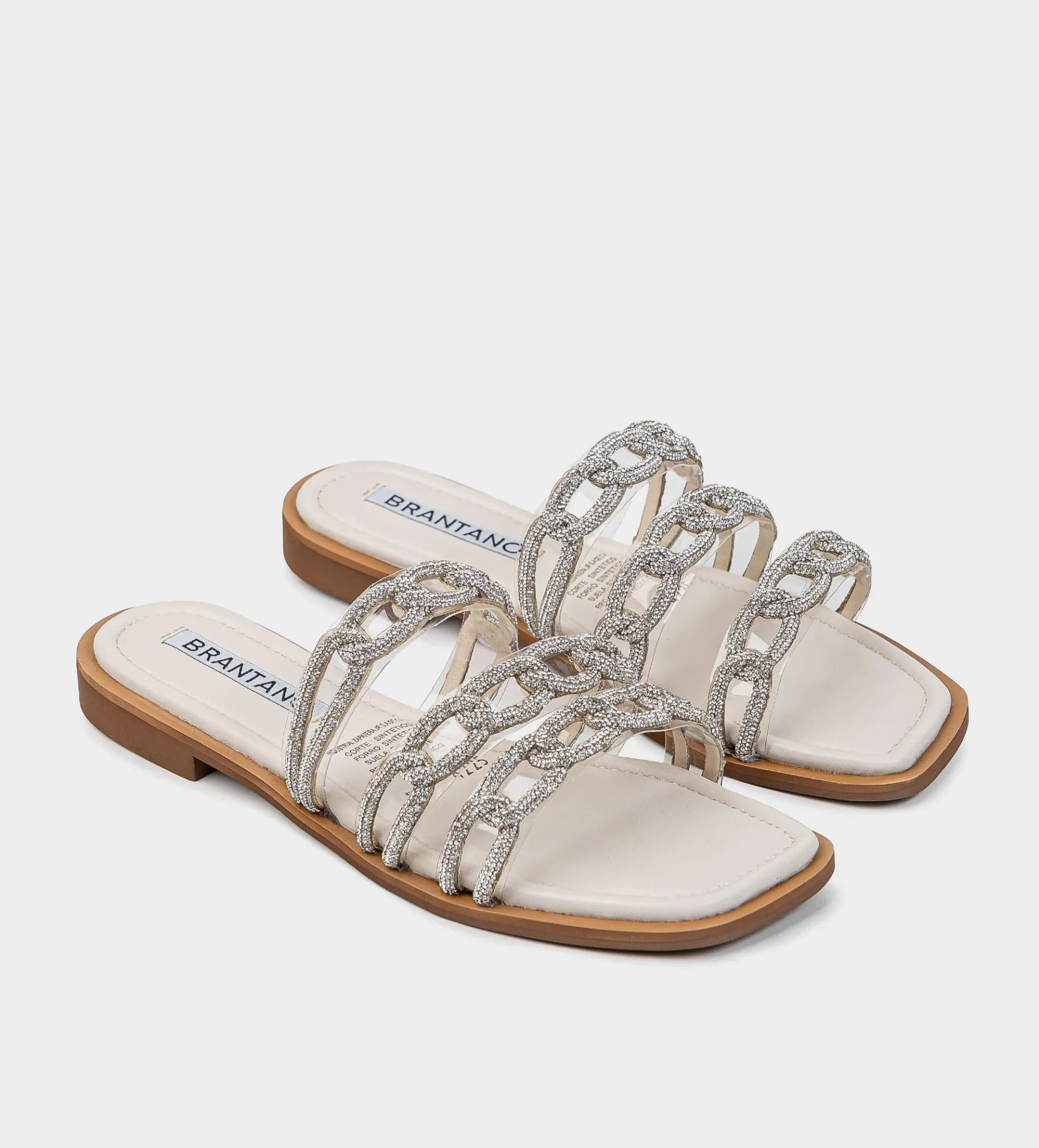 New SANDALIA PLANA MICA BRILLOS PLATA Mujer Sandalias Y Plataformas