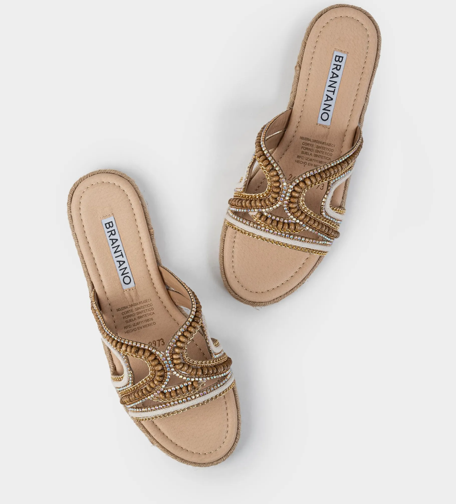 New SANDALIA PLANA PEDRERÍA BEIGE Mujer Sandalias Y Plataformas