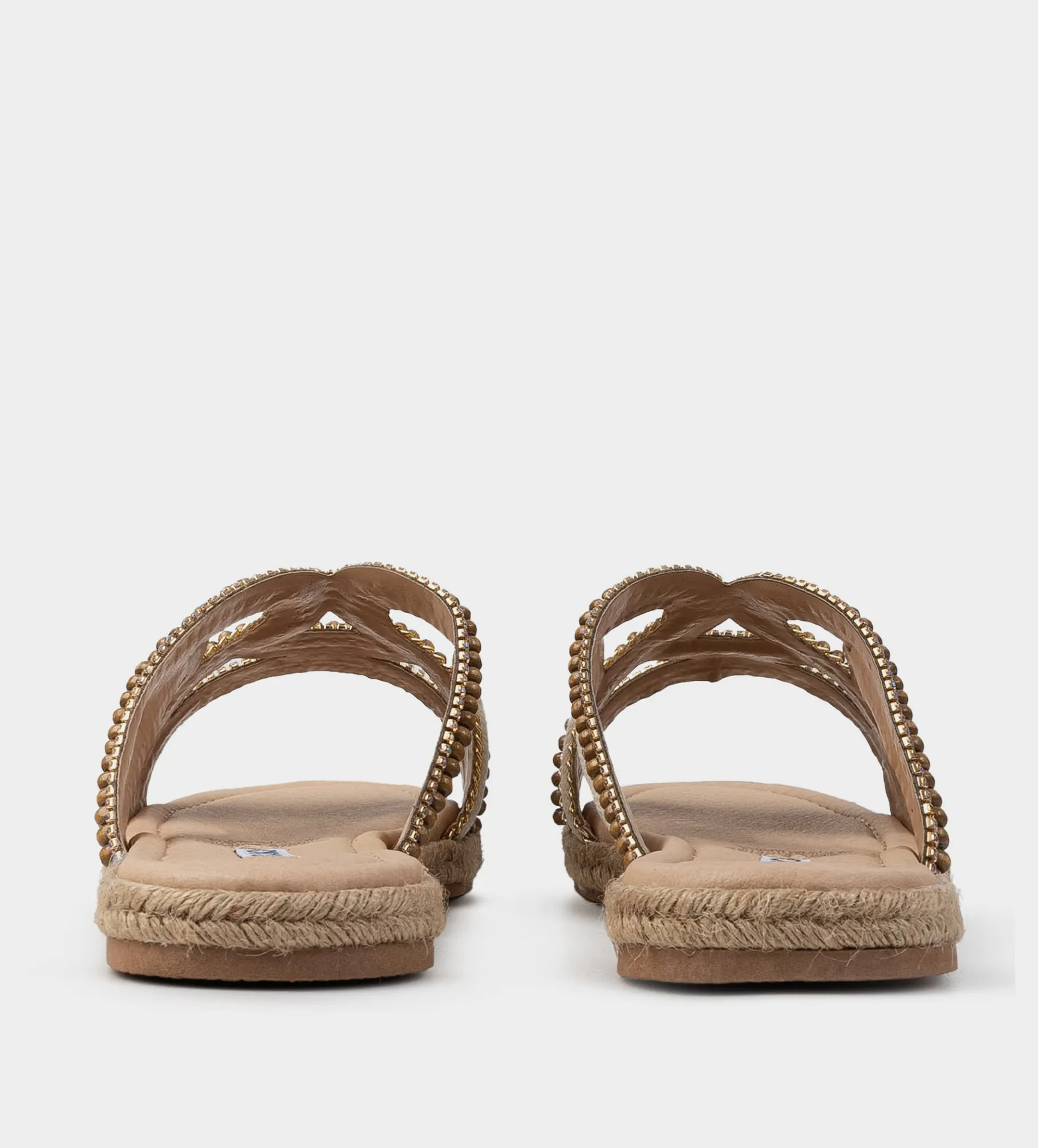 New SANDALIA PLANA PEDRERÍA BEIGE Mujer Sandalias Y Plataformas