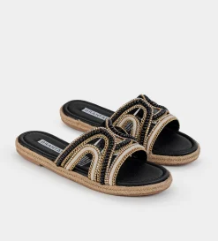 Hot SANDALIA PLANA PEDRERÍA NEGRO Mujer Sandalias Y Plataformas