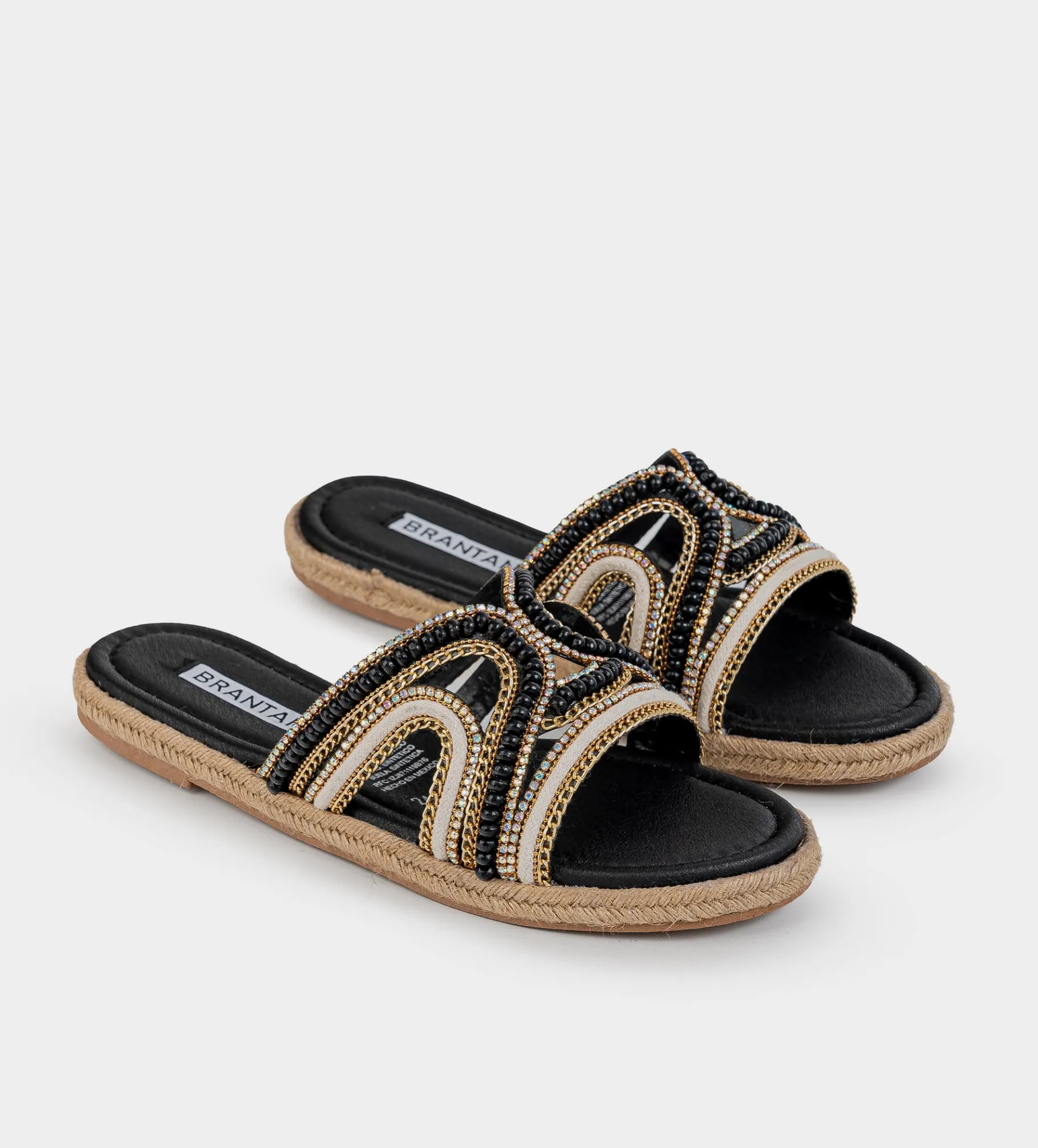 Hot SANDALIA PLANA PEDRERÍA NEGRO Mujer Sandalias Y Plataformas