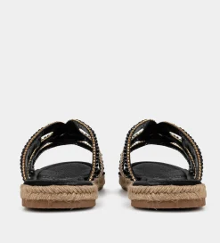 Hot SANDALIA PLANA PEDRERÍA NEGRO Mujer Sandalias Y Plataformas