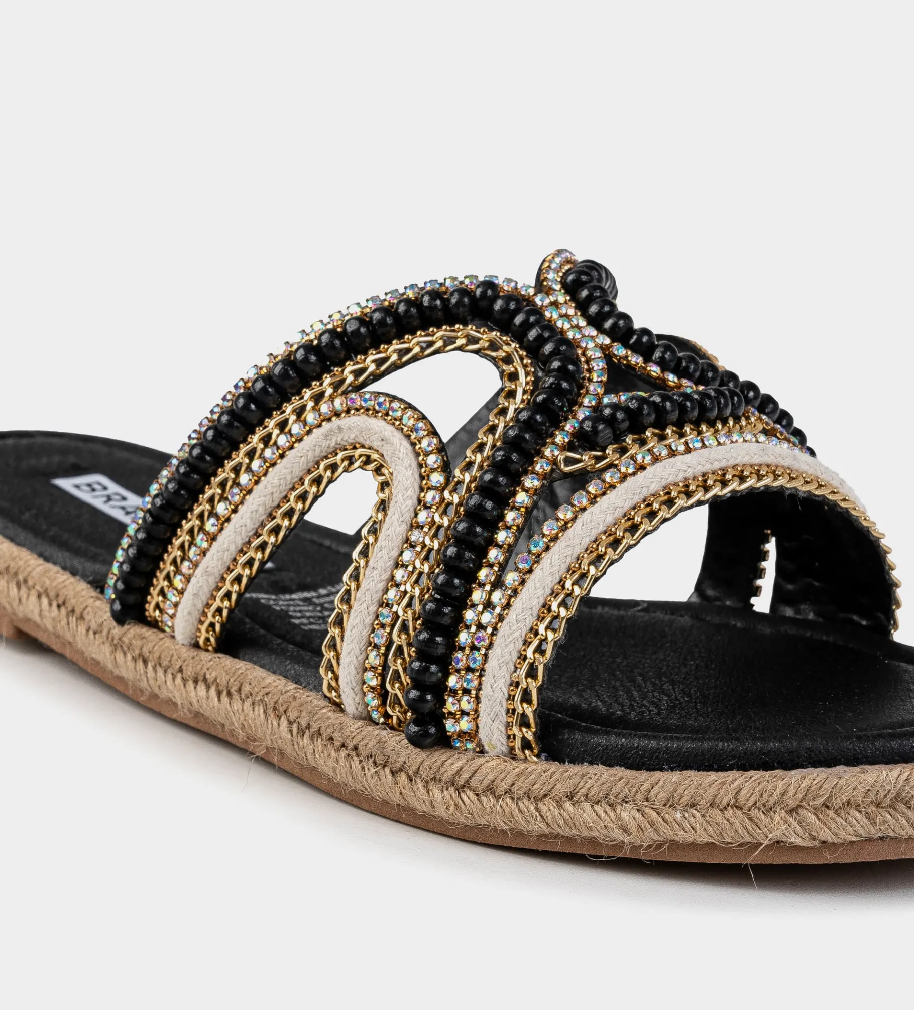 Hot SANDALIA PLANA PEDRERÍA NEGRO Mujer Sandalias Y Plataformas