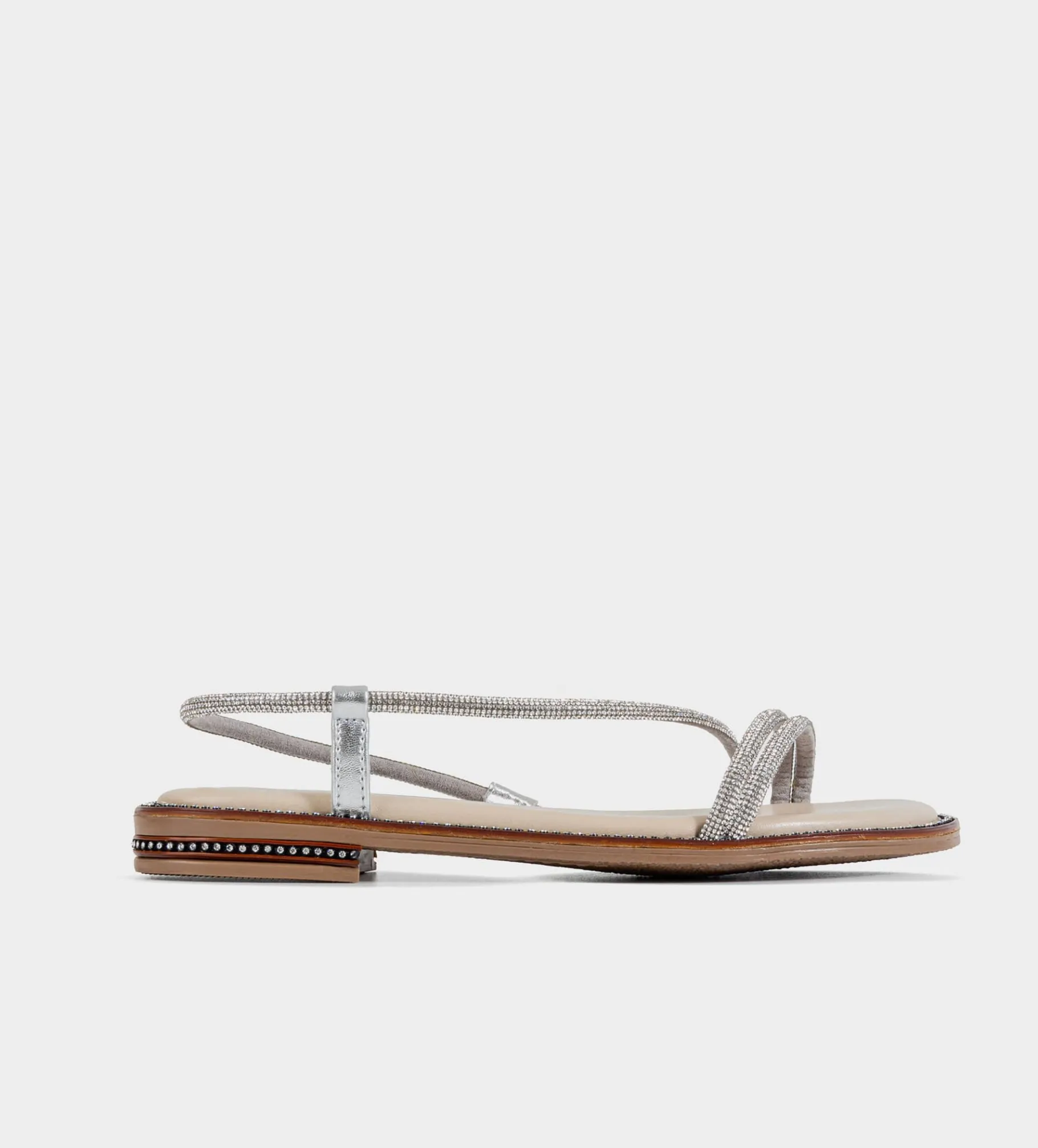 Sale SANDALIA PLANA TIRAS PLATA Mujer Sandalias Y Plataformas