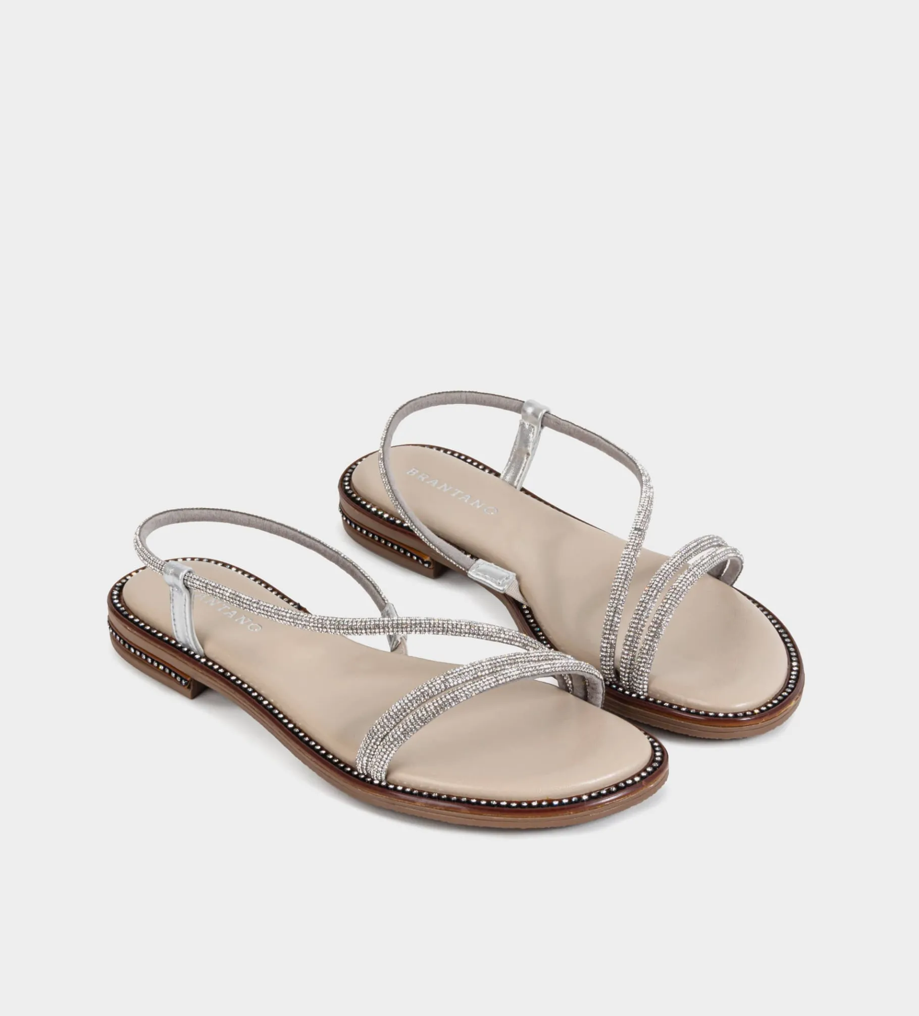 Sale SANDALIA PLANA TIRAS PLATA Mujer Sandalias Y Plataformas