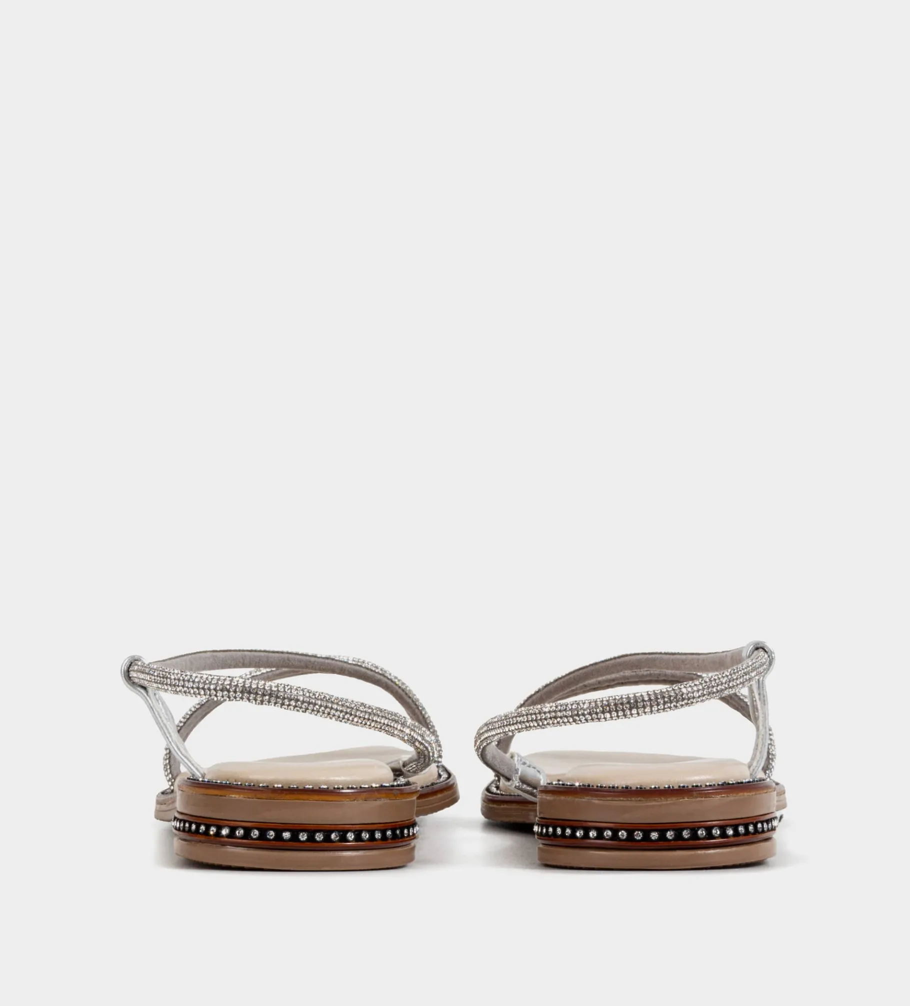 Sale SANDALIA PLANA TIRAS PLATA Mujer Sandalias Y Plataformas