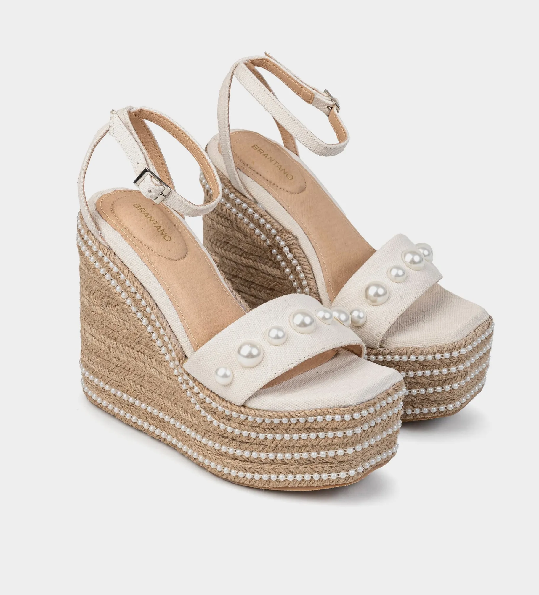 Hot SANDALIA PLATAFORMA ALTA YUTE Y PERLAS BEIGE Mujer Sandalias Y Plataformas