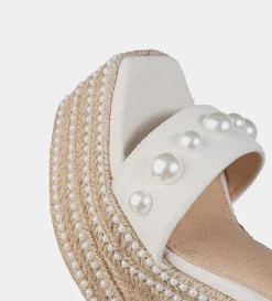Hot SANDALIA PLATAFORMA ALTA YUTE Y PERLAS BEIGE Mujer Sandalias Y Plataformas