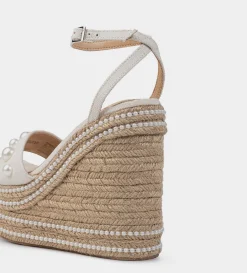 Hot SANDALIA PLATAFORMA ALTA YUTE Y PERLAS BEIGE Mujer Sandalias Y Plataformas