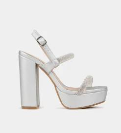 Hot SANDALIA PLATAFORMA BRILLOS PLATA Mujer Fiesta | Bride Collection