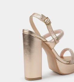 Online SANDALIA PLATAFORMA BRILLOS DORADA Mujer Fiesta | Sandalias Y Plataformas