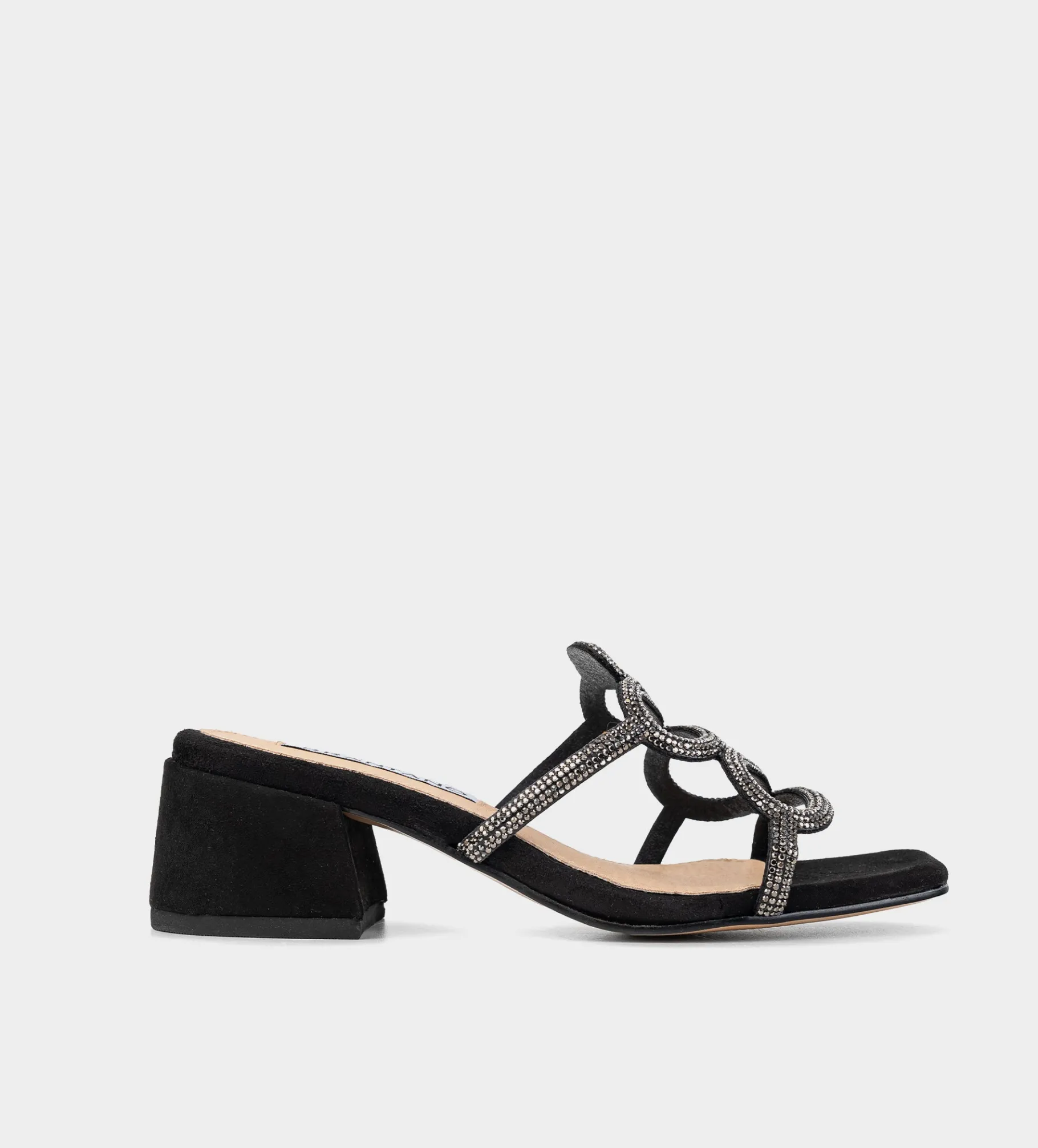 New SANDALIA TACÓN BAJO BRILLOS NEGRO Mujer Fiesta | Sandalias Y Plataformas