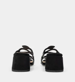 New SANDALIA TACÓN BAJO BRILLOS NEGRO Mujer Fiesta | Sandalias Y Plataformas