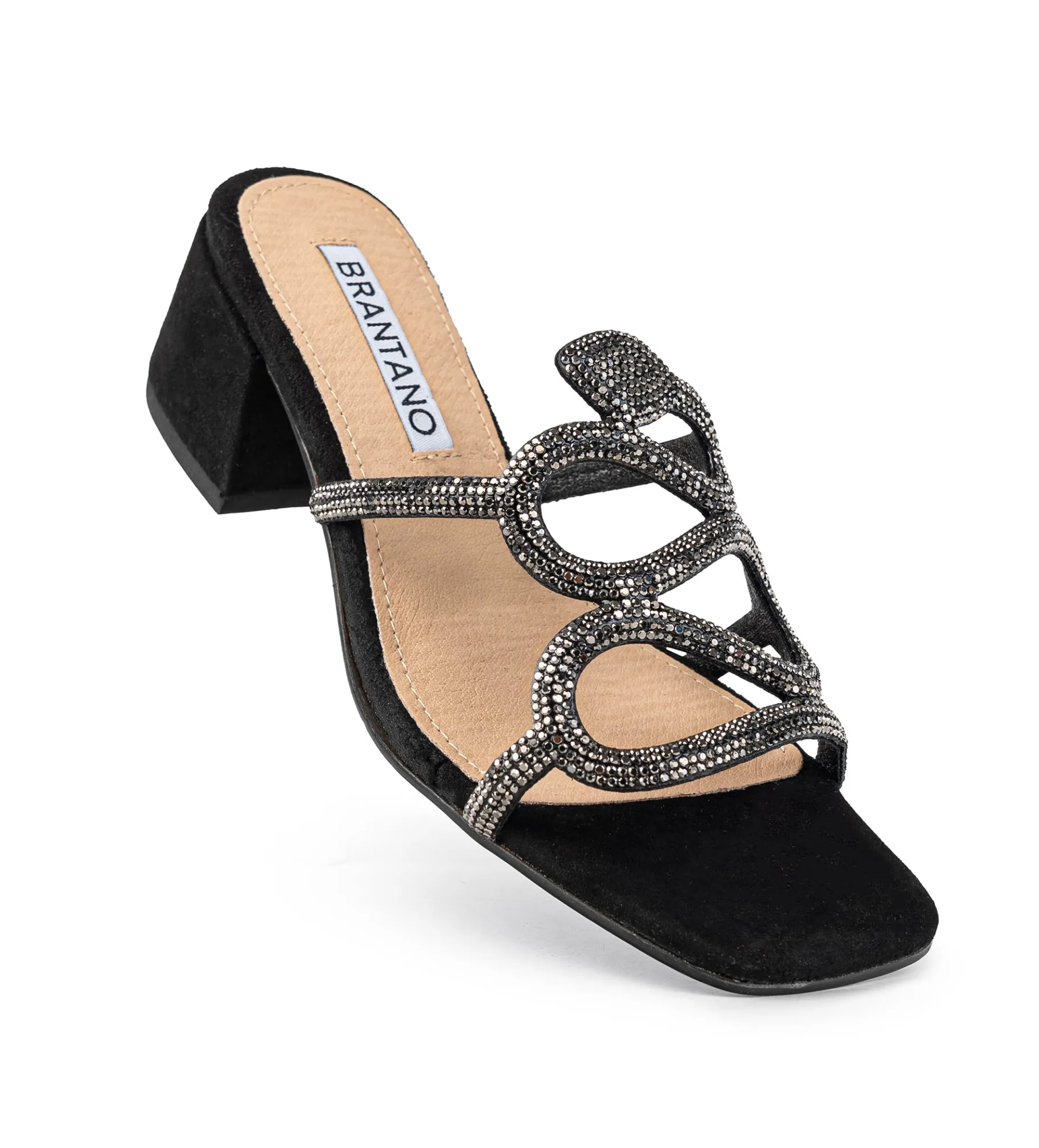 New SANDALIA TACÓN BAJO BRILLOS NEGRO Mujer Fiesta | Sandalias Y Plataformas