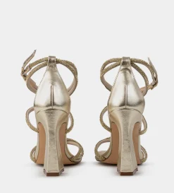 Online SANDALIA TACÓN BRILLOS ORO Mujer Fiesta | Sandalias Y Plataformas