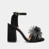 Sale SANDALIA TACÓN BRILLOS PIEL GAMUZA NEGRO Mujer Fiesta | Sandalias Y Plataformas