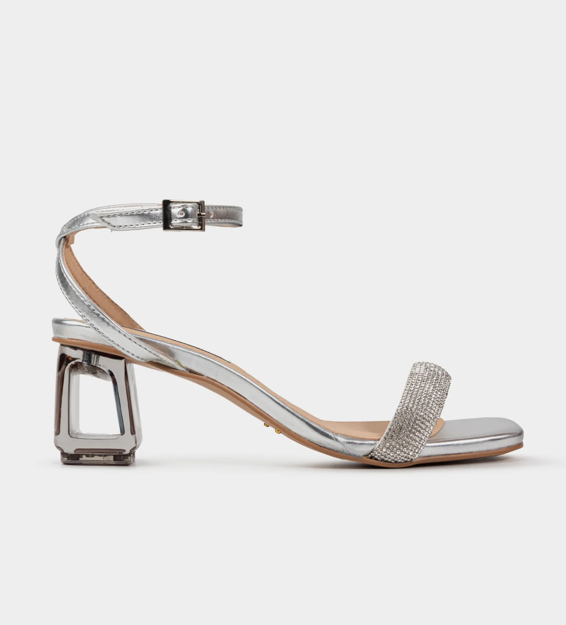 Outlet SANDALIA TACÓN BRILLOS PLATA Mujer Fiesta | Sandalias Y Plataformas