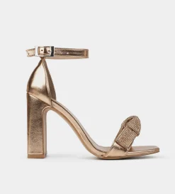 Fashion SANDALIA TACÓN CRISTALES ORO Mujer Fiesta | Sandalias Y Plataformas