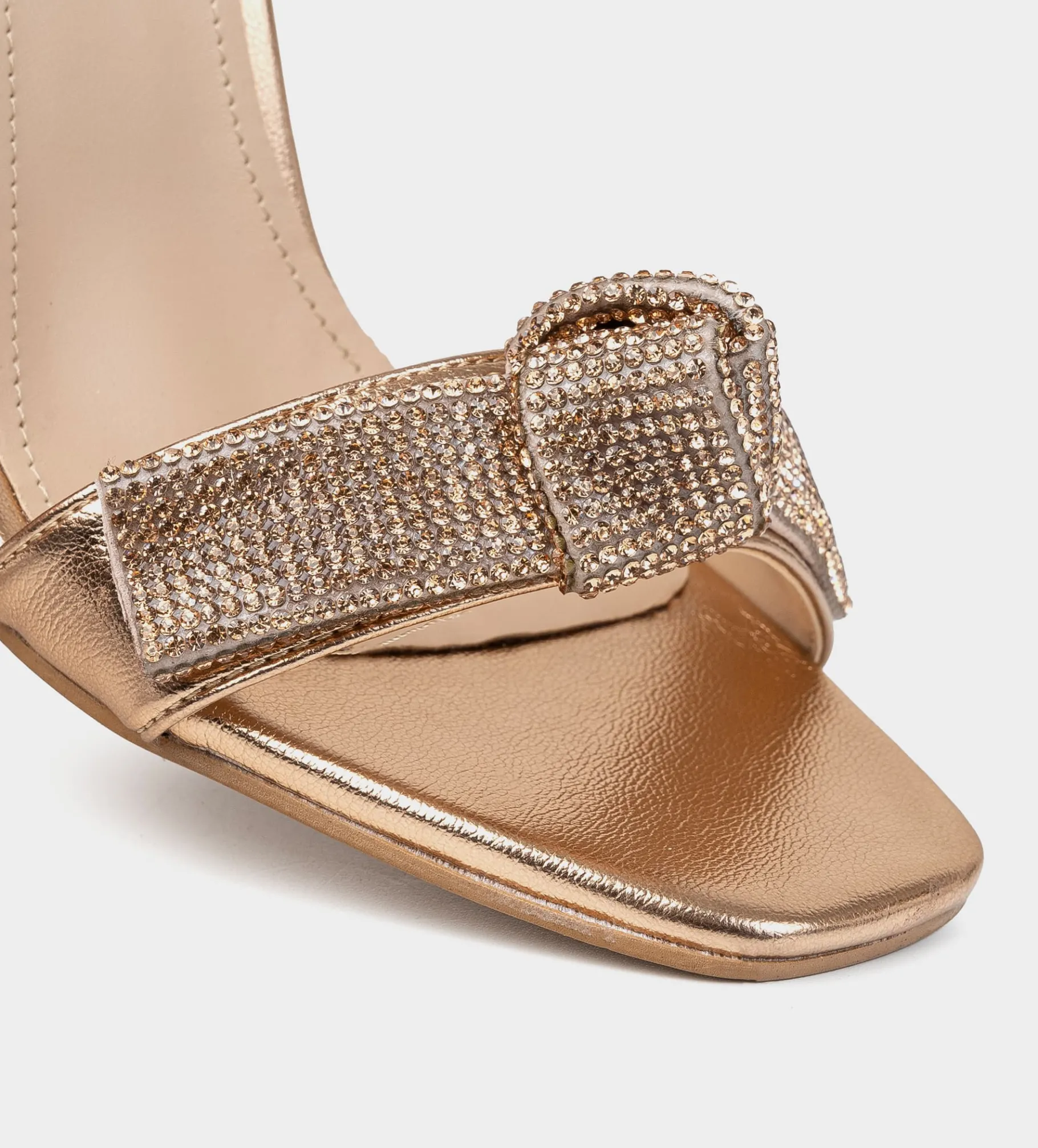 Fashion SANDALIA TACÓN CRISTALES ORO Mujer Fiesta | Sandalias Y Plataformas