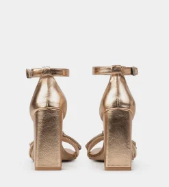 Fashion SANDALIA TACÓN CRISTALES ORO Mujer Fiesta | Sandalias Y Plataformas