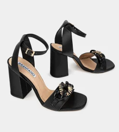 Fashion SANDALIA TACÓN HERRAJE NEGRO Mujer Sandalias Y Plataformas