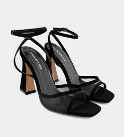 Outlet SANDALIA TACÓN MALLA NEGRO Mujer Fiesta | Sandalias Y Plataformas