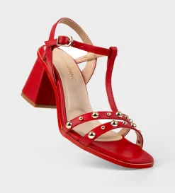 Fashion SANDALIA TACÓN T-BAR ROJO Mujer Fiesta | Sandalias Y Plataformas