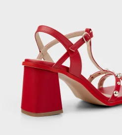 Fashion SANDALIA TACÓN T-BAR ROJO Mujer Fiesta | Sandalias Y Plataformas