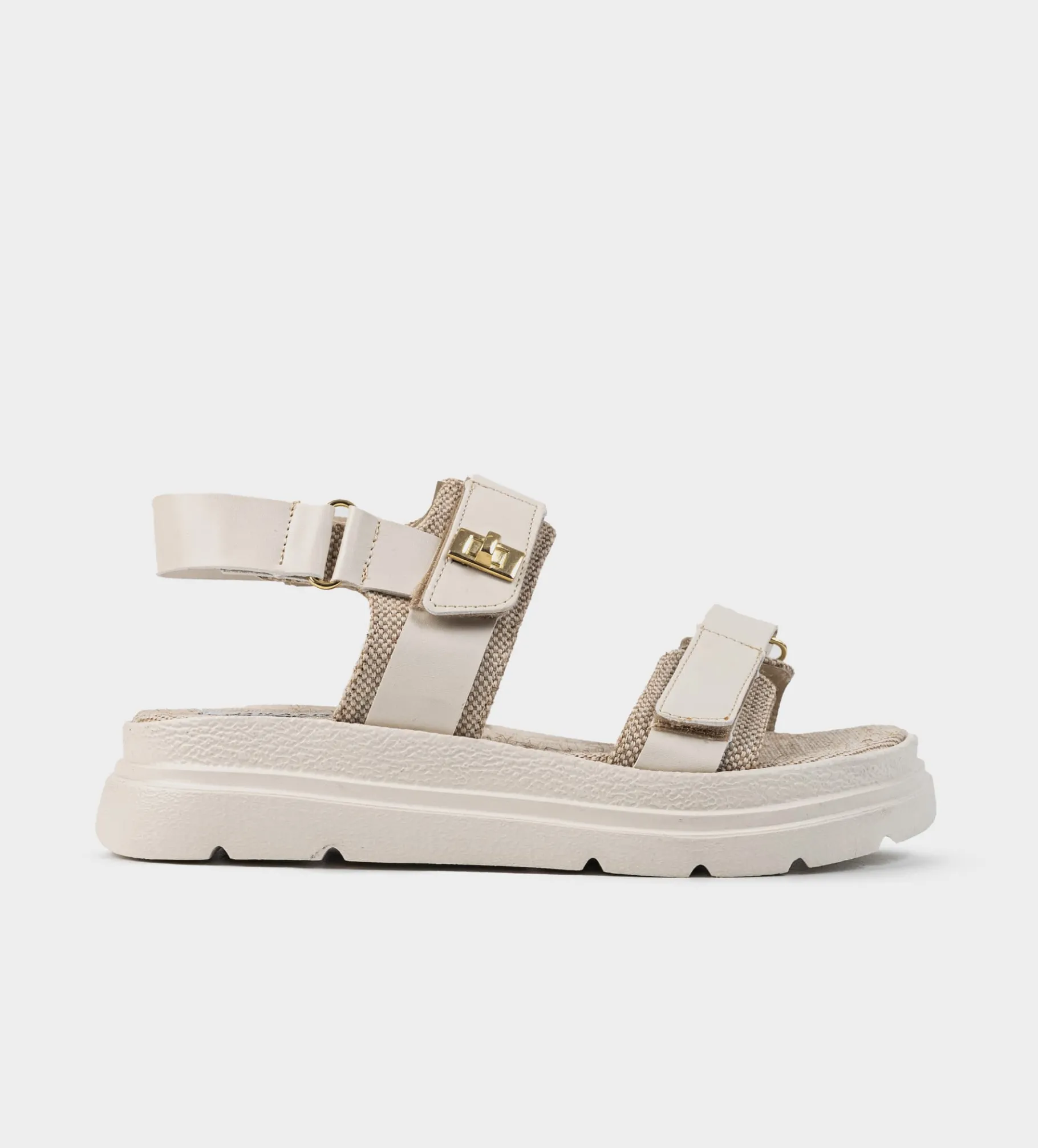 Best SANDALIA TREKKING HEBILLAS BEIGE Mujer Sandalias Y Plataformas