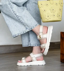 Best SANDALIA TREKKING HEBILLAS BEIGE Mujer Sandalias Y Plataformas
