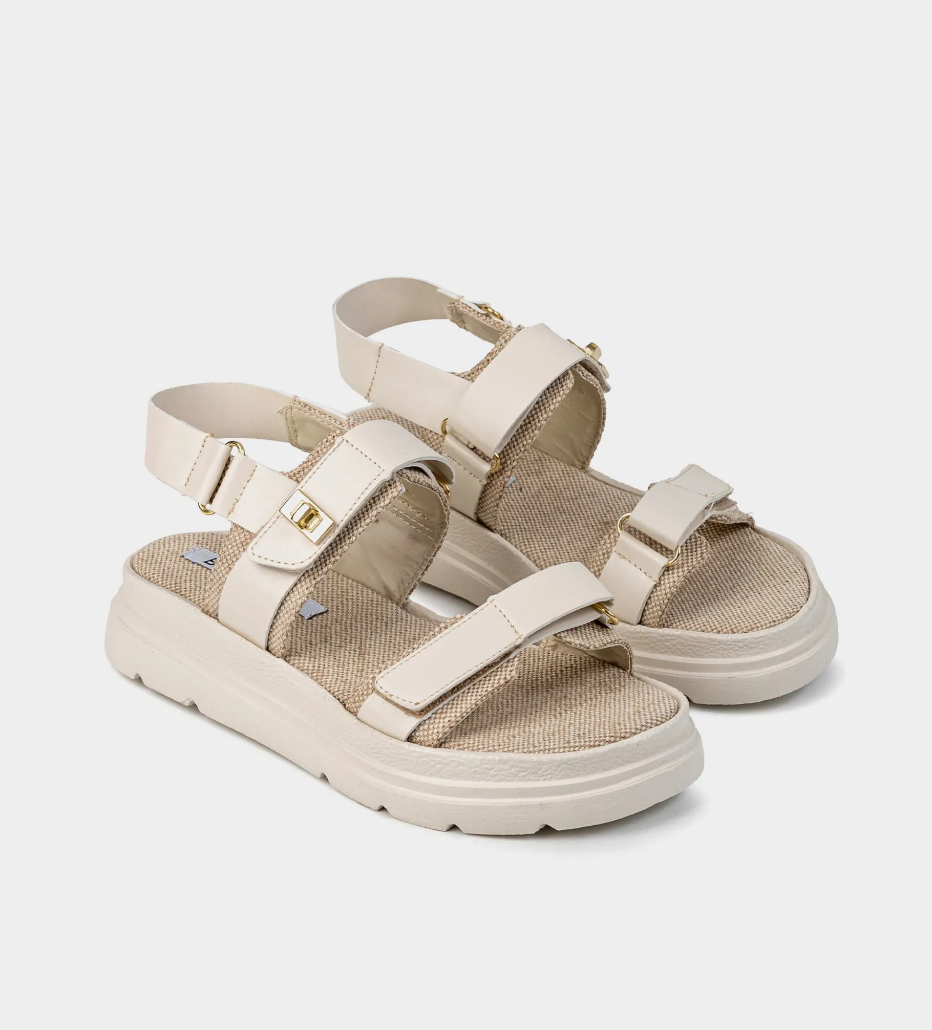 Best SANDALIA TREKKING HEBILLAS BEIGE Mujer Sandalias Y Plataformas