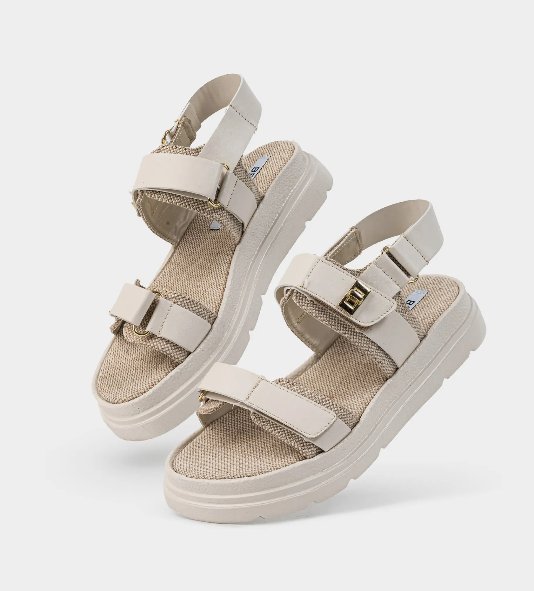 Best SANDALIA TREKKING HEBILLAS BEIGE Mujer Sandalias Y Plataformas