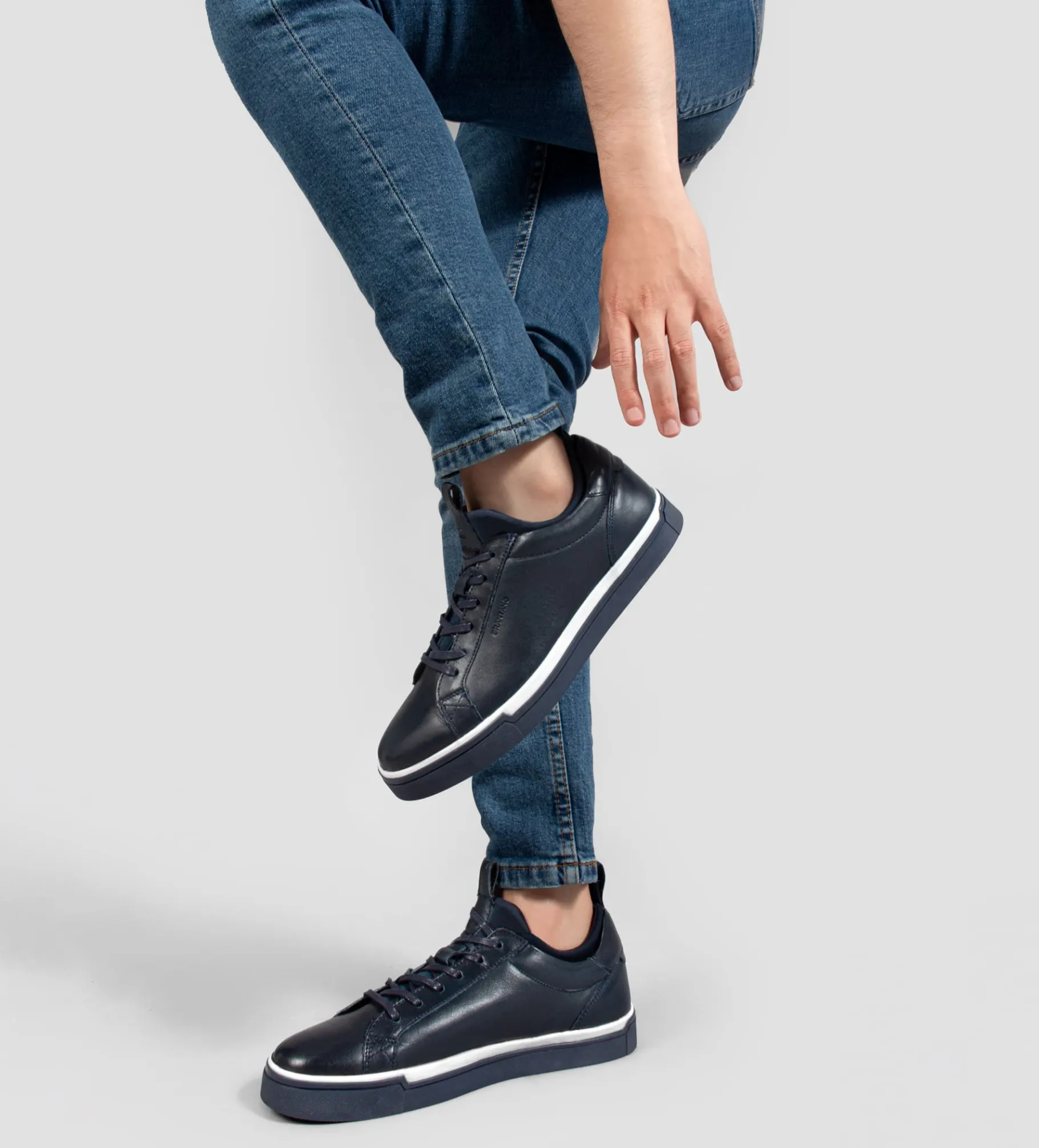 Sale SNEAKER CALCETÍN HERMÉTICO PIEL AZUL Hombre Sneakers