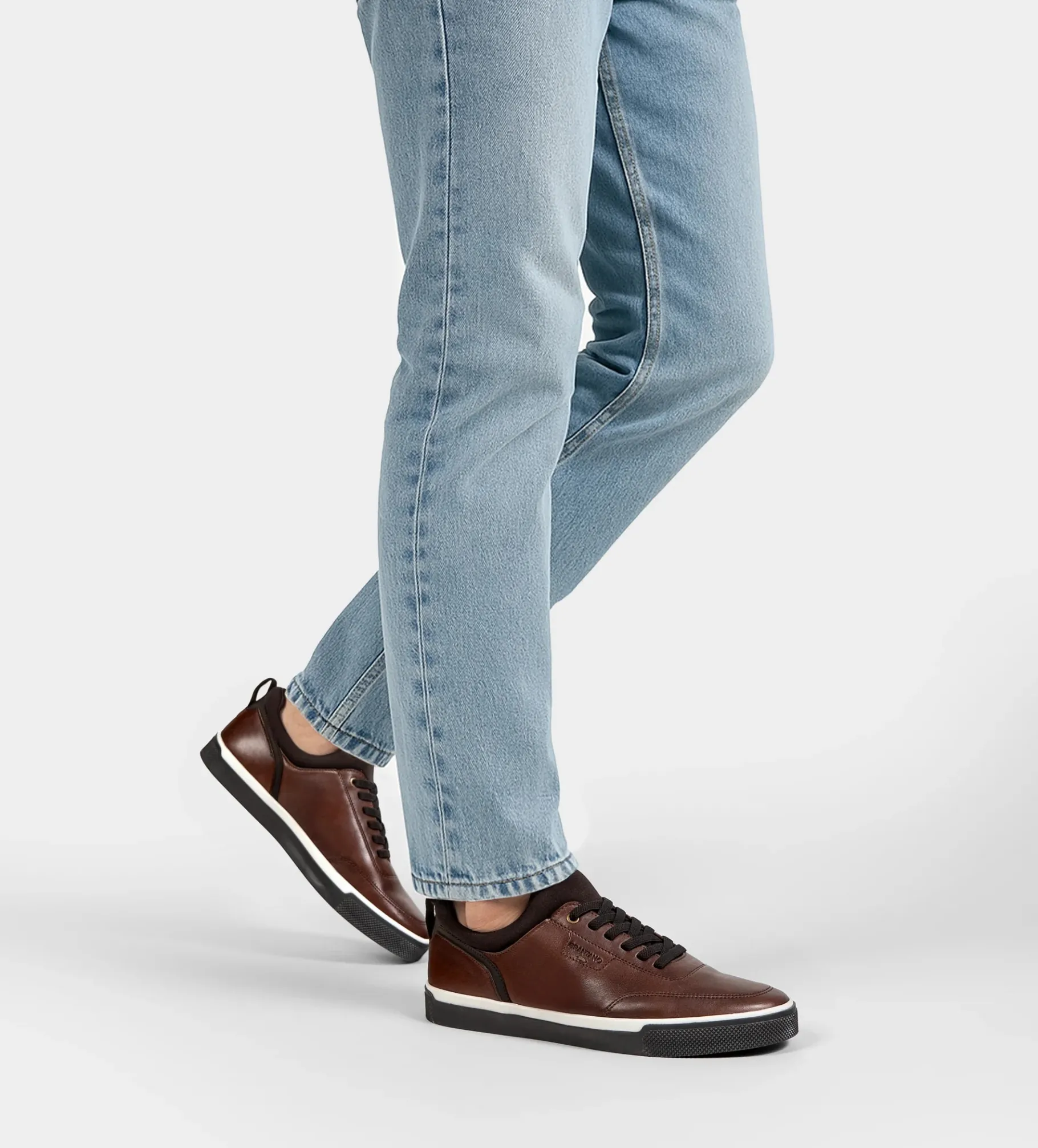 Outlet SNEAKER CASUAL AGUJETA ELÁSTICA PIEL CAFÉ Hombre Sneakers