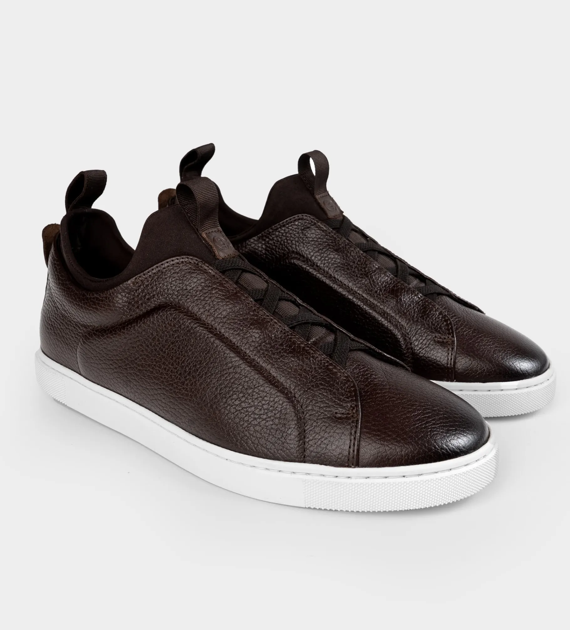 New SNEAKER SLIP ON PIEL CAFÉ Hombre Sneakers
