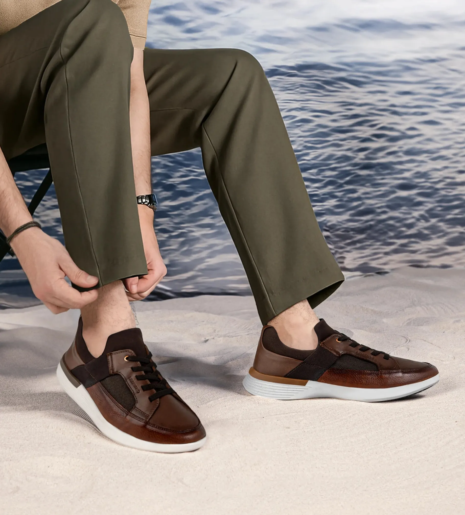 Clearance SNEAKERS CALCETÍN PIEL CAFÉ Hombre Sneakers