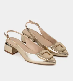 New ZAPATILLA DESTALONADA HERRAJE ORO Mujer Fiesta | Tacones Y Zapatillas