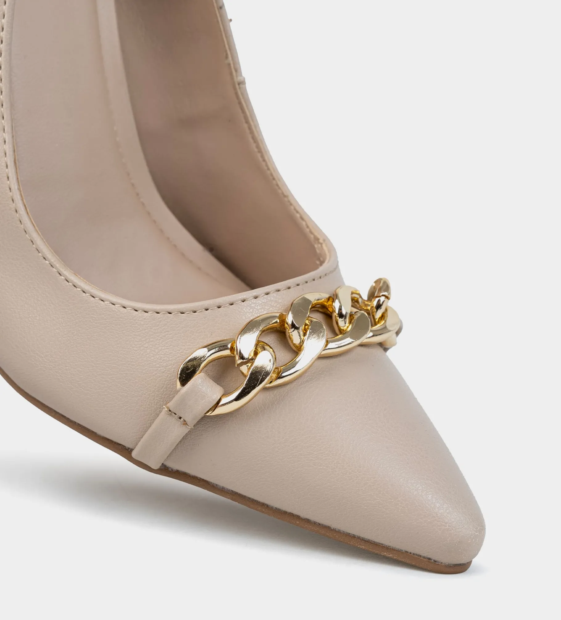 New ZAPATILLA TACÓN ALTO CADENA NUDE Mujer Fiesta | Tacones Y Zapatillas