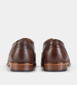 Outlet ZAPATO DE VESTIR WINGTIP PIEL CAFÉ Hombre Vestir
