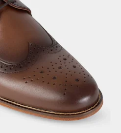 Outlet ZAPATO DE VESTIR WINGTIP PIEL CAFÉ Hombre Vestir