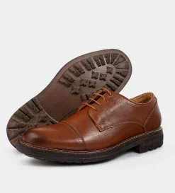 Discount ZAPATO DERBY PIEL PREMIUM MIEL Hombre Casual