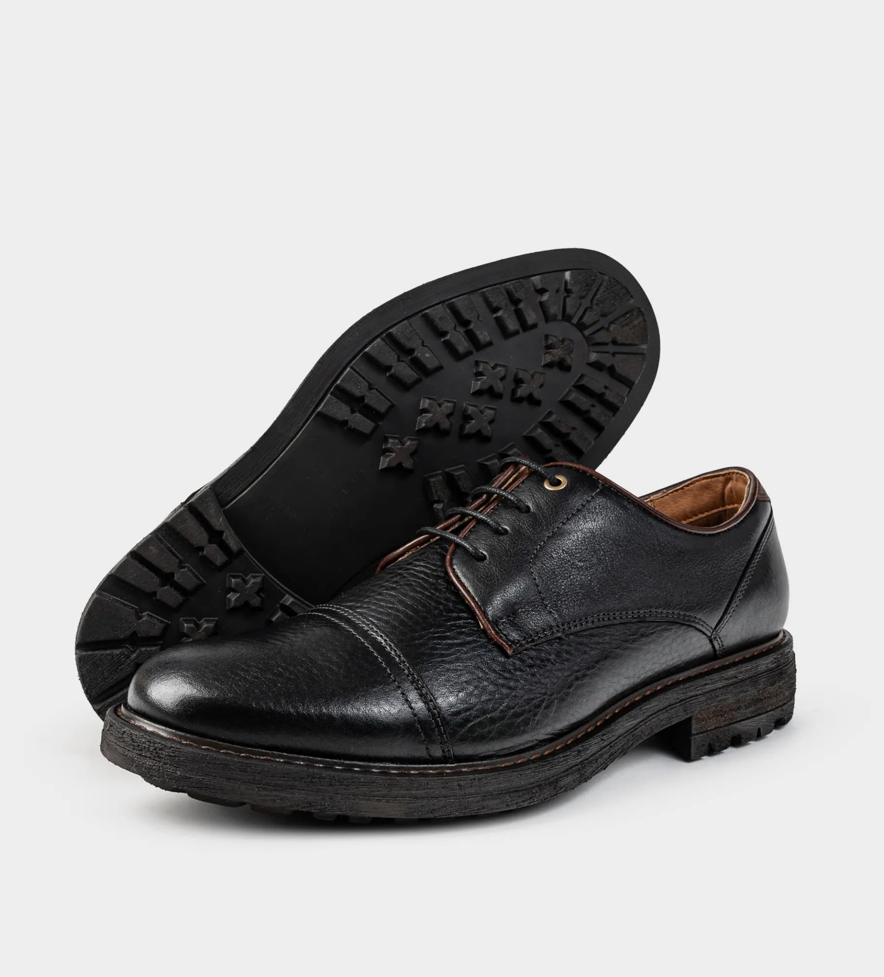 Clearance ZAPATO DERBY PIEL PREMIUM NEGRO Hombre Casual