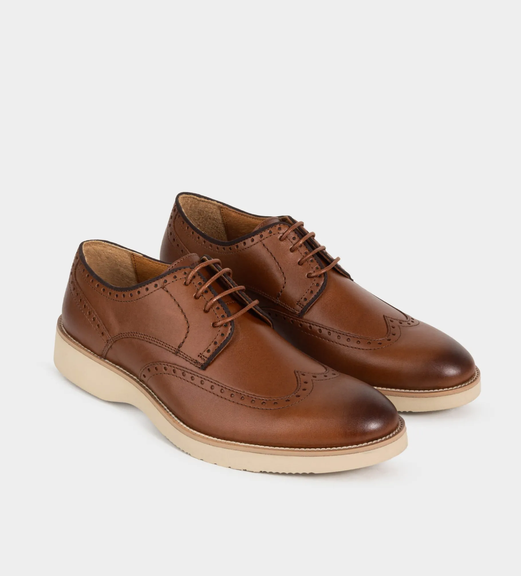 Clearance ZAPATO DERBY WINGTIP PIEL MIEL Hombre Casual
