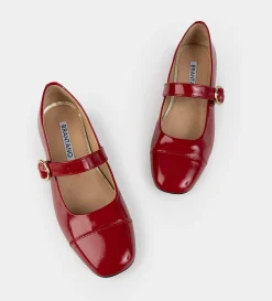 Outlet ZAPATO TACÓN BAJO CHAROL ROJO Mujer Tacones Y Zapatillas