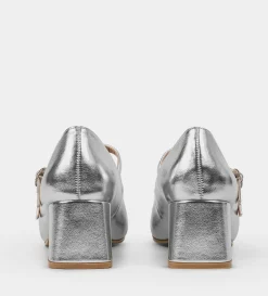 Fashion ZAPATO TACÓN MARY JANE PLATA Mujer Fiesta | Flats Y Mocasines
