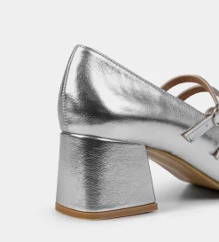 Fashion ZAPATO TACÓN MARY JANE PLATA Mujer Fiesta | Flats Y Mocasines