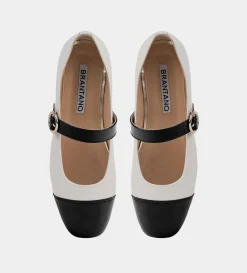 Clearance ZAPATO TACÓN PIEL BLANCO Mujer Flats Y Mocasines | Piel Auténtica